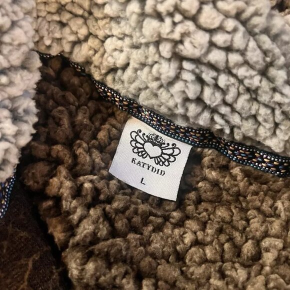 Katy Did. Sz Large. Deep Sculptured Pile Pullover. Pullover Brown. 1/4 Zip. GB - Picture 3 of 7